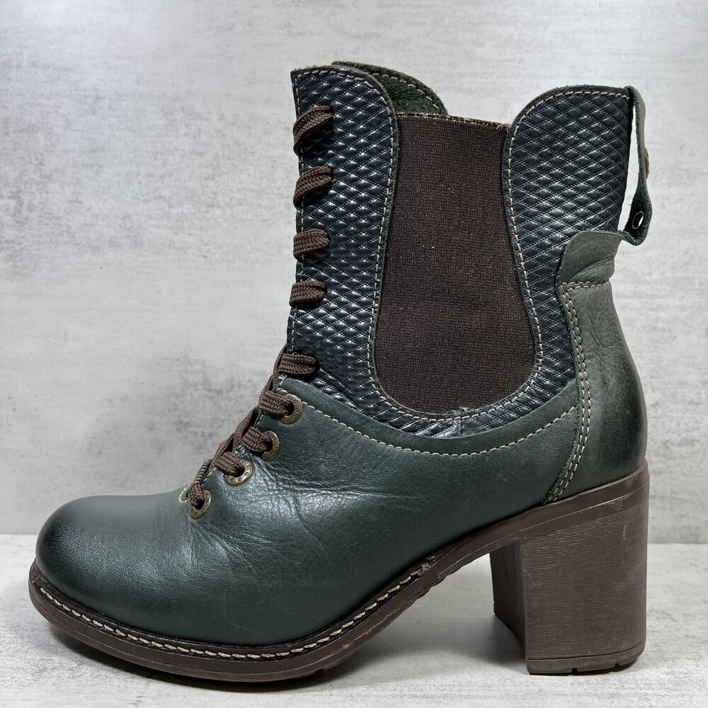 Dromedaris Hayley Leather Heeled Boots - Women's Size EU 38 / US 7.5-8 - Green